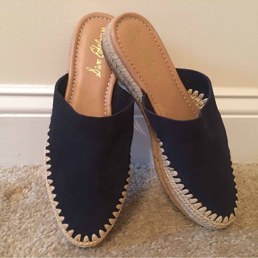 Sam Edelman Navy Espadrille Mules - Picture 1 of 8